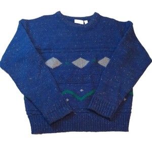 Sundays Wool Blend Mens Crew Neck Vintage Sweater Sz M Medium Blue